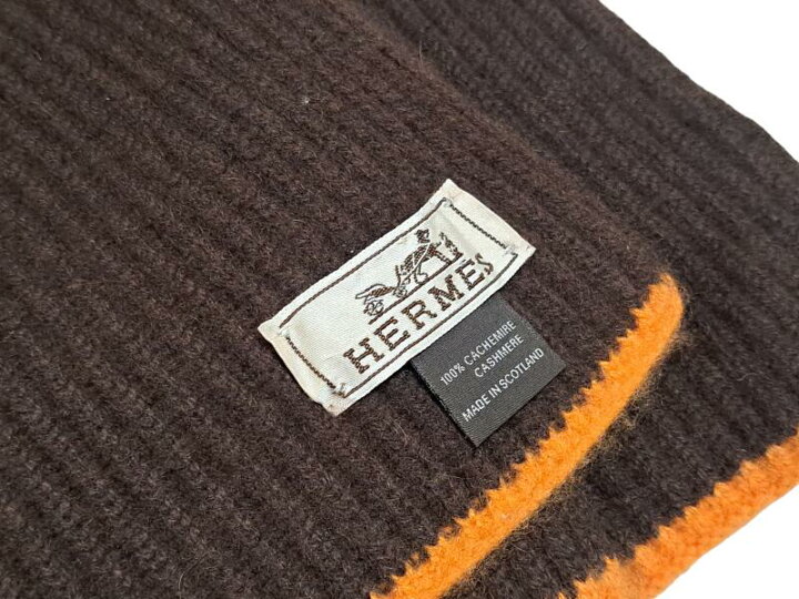 楽天市場】エルメス マフラー H柄 ブラウン 茶色 オレンジ カシミア 