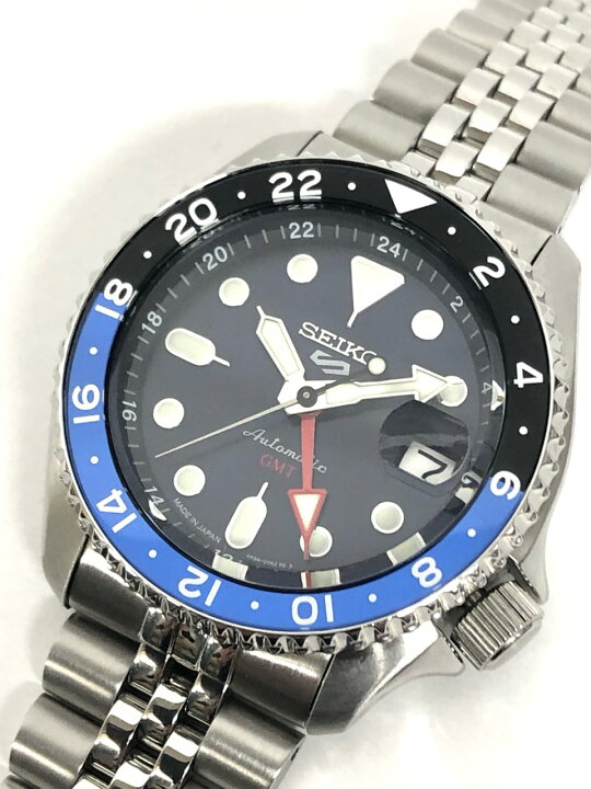 楽天市場】新品同様 セイコー SEIKO 5 GMT ブルー 青×黒 べセル 4R34  