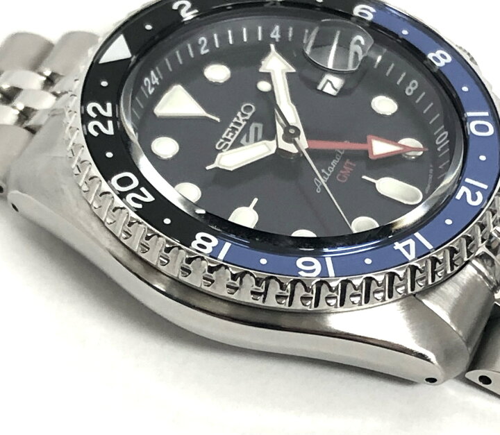 楽天市場】新品同様 セイコー SEIKO 5 GMT ブルー 青×黒 べセル 4R34 