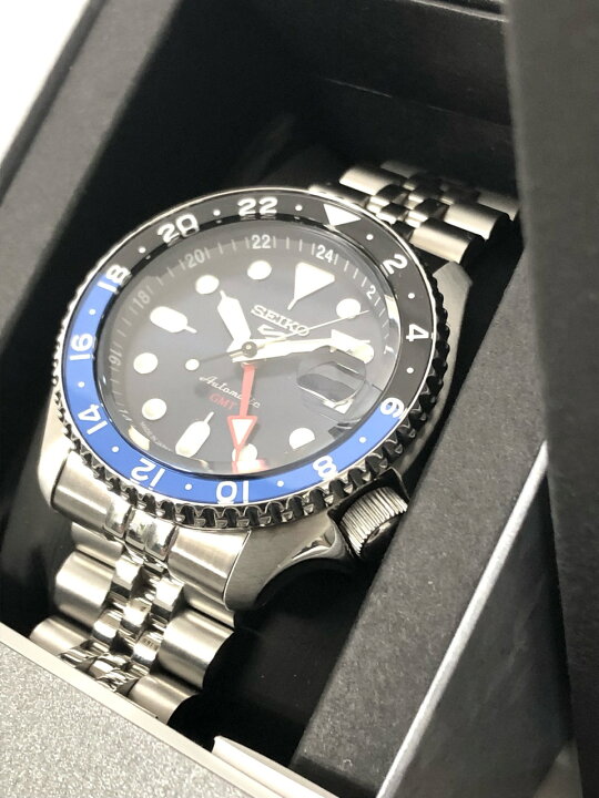 楽天市場】新品同様 セイコー SEIKO 5 GMT ブルー 青×黒 べセル 4R34 
