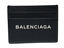 新品同様 バレンシアガ カードケース ロゴ スリム パスケース 名刺入れ ブラック 490620 黒 レザー BALENCIAGA メンズ レディース 【中古】