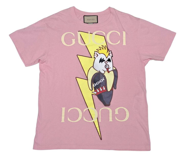 楽天市場】グッチ Tシャツ ばなにゃ ピンク XSサイズ オーバーサイズ 