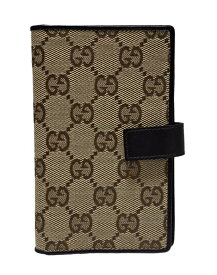 グッチ 手帳カバー GG 手帳 ミニ6 システム手帳 GGキャンバス ベージュ GG レディース GUCCI GG柄 ブラウン 【中古】