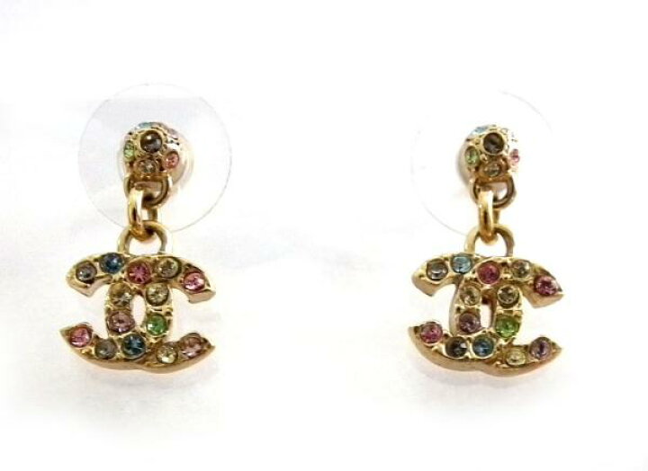 楽天市場】シャネル ピアス 美品 ココマーク ラインストーン マルチ  