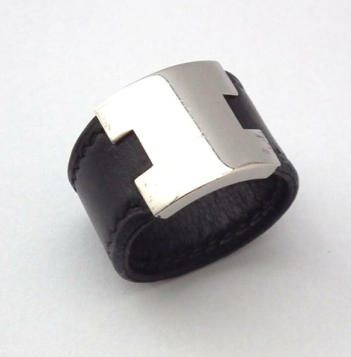 楽天市場】エルメス 指輪 ルーリーリング レザー H金具 ブラック ＃19 