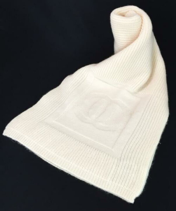楽天市場】美品 シャネル マフラー ココマーク アイボリー 白 ホワイト  