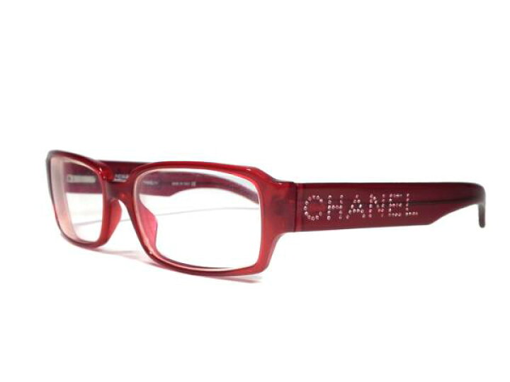 楽天市場 シャネル メガネ フレーム 眼鏡 ラインストーン ３０５９ 赤 レッド ロゴ レディース ｃｈａｎｅｌ メガネフレーム 眼鏡フレーム めがね 中古 ブランディール楽天市場店