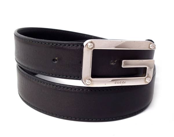 Brandeal Rakuten Ichiba Shop: Gucci belt 95cm black black leather G buckle men genuine leather ...