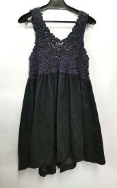 レイビームス ワンピース コーデュロイ ニット 異素材 ブラック 黒 Ray beams　リボン　【中古】