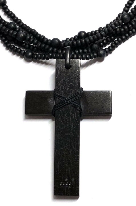 楽天市場】グッチ ネックレス クロス ウッド ロザリオ 十字架 ブラック  