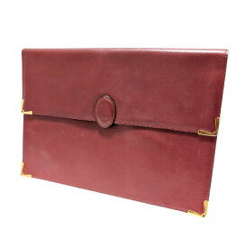 カルティエ マストライン ドキュメントケース ブリーフケース 書類かばん クラッチバッグ セカンドバッグ ビジネスバッグ レザー ボルドー マスト Cartier メンズ レディース 【中古】