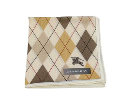 未使用 バーバリー ハンカチ ランチマット　スカーフ　アイボリーベージュ アーガイル 　綿　コットン　100％　レディース　BURBERRY　　 【中古】