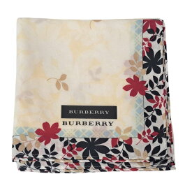 未使用 バーバリー ハンカチ 綿　100％ ランチマット　レディース コットン ホワイト レッド ベージュ ブラック ボタニカル　BURBERRY 【中古】