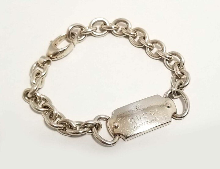 楽天市場 グッチ ブレスレット メンズ １７ チェーンブレス チェーン シルバーブレス シルバー ブレス ｓｖ９２５ タグ アクセサリー ｇｕｃｃｉ 中古 ブランディール楽天市場店