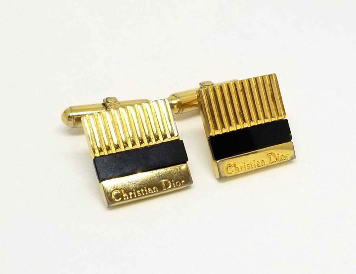 楽天市場】美品 クリスチャンディオール カフス オニキス ゴールド  