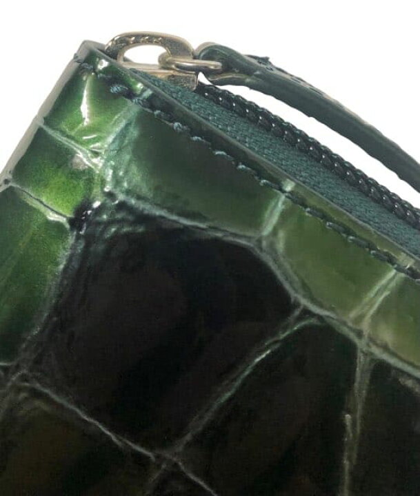 未使用 コッコフィオーレ 長財布 グリーン 緑 クロコ型押し ラウンド 