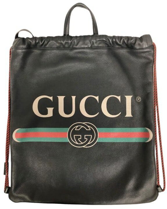 GUCCI オールドグッチ リュック バンブーハンドル オールレザー 黒 