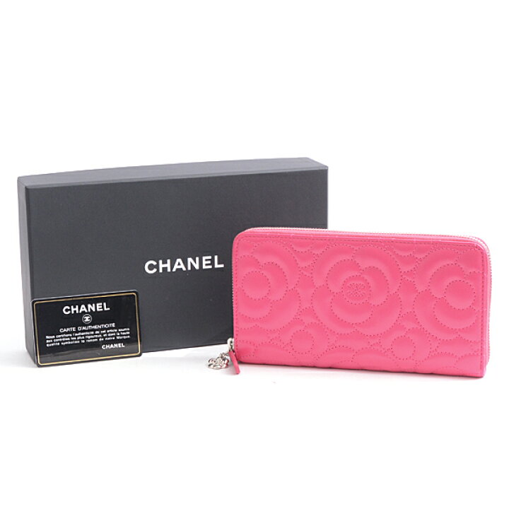 楽天市場】シャネル CHANEL カメリア ラウンドファスナー長財布 ピンク  