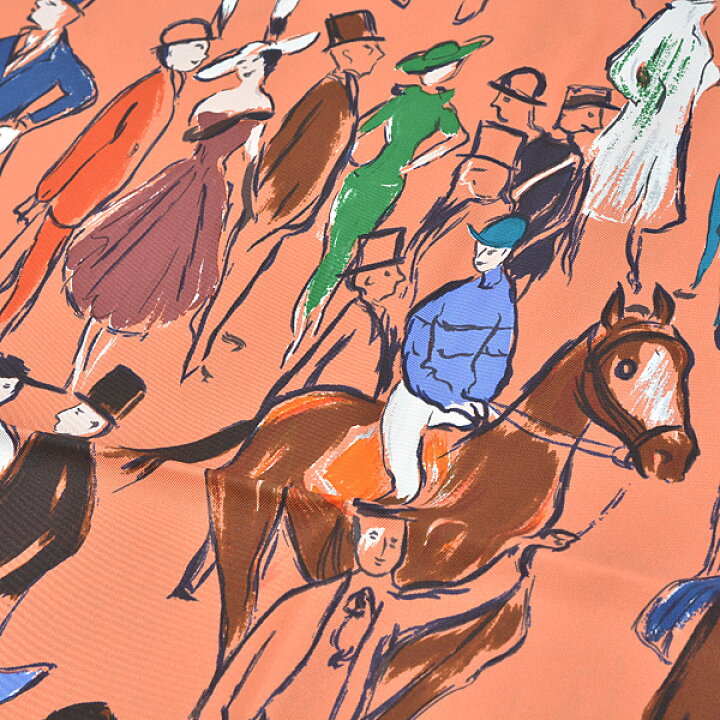 HERMES(エルメス) カレ45 horse paddock パドックにいる48頭の馬  