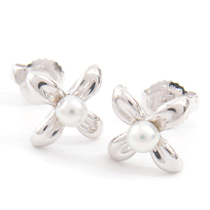 楽天市場】ミキモト MIKIMOTO K18WG パール フラワーデザイン ピアス 