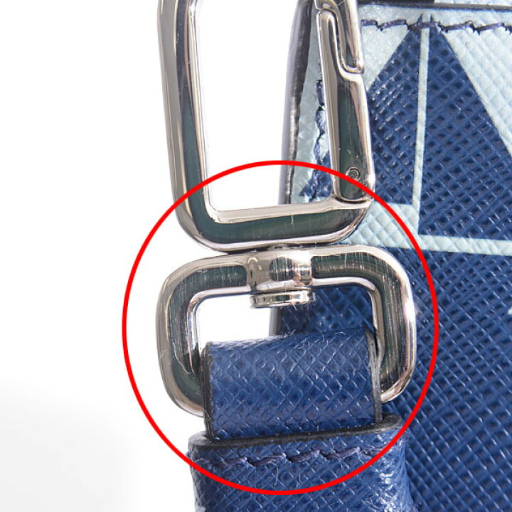 プラダ クラッチバッグ メンズ セカンドバッグ サフィアーノレザー マリン柄 ネイビー×ブルー PRADA【未使用展示品】 BrandMax PRADA クラッチバッグ メンズ ネイビー
