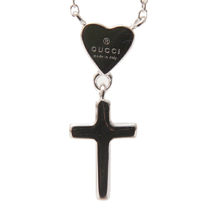 定価23万】グッチ ネックレス クロスダイヤ K18 WGハート美品