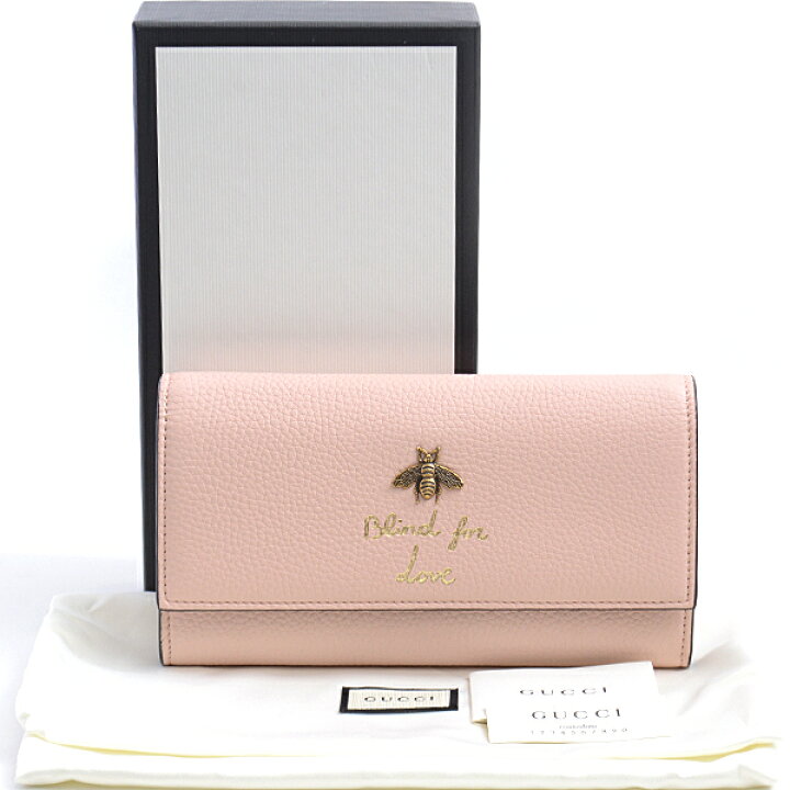 GUCCI BLIND FOR LOVE 蜂 二つ折り 財布 ピンク グッチ 
