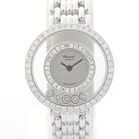 ショパール 腕時計 レディース ハッピーダイヤモンド 2重ダイヤベゼル 5Pムービングダイヤ レディース 電池式 750WG ホワイトゴールド Chopard 4119/1 中古
