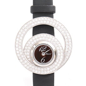 ショパール 腕時計 レディース ダブルループ 2重ダイヤモンド ベゼル 電池式 ブラウン文字盤 ホワイトゴールド 750WG Chopard 4534/1 中古