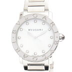 ブルガリ 時計 メンズ ブルガリブルガリ 自動巻 12Pダイヤ ホワイトシェル文字盤 SS ステンレス BVLGARI BBL37S 中古