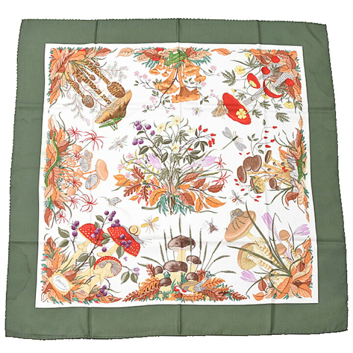 GUCCI 花柄 シルク スカーフ 