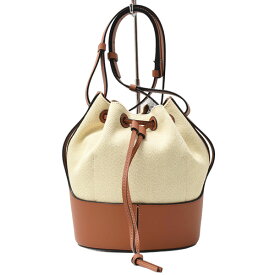 ロエベ バッグ レディース バルーンバッグ スモール ショルダーバッグ キャンバス×カーフ ブラウン LOEWE A710C31X02 中古