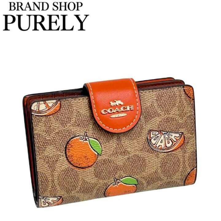 楽天市場】コーチ 財布 レディース COACH 折り財布 オレンジ プリント 