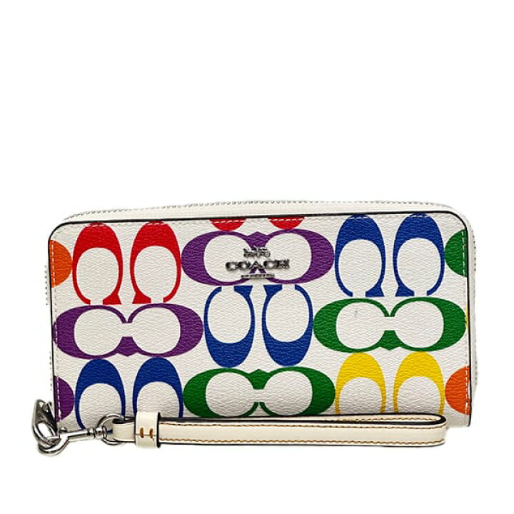 COACH コーチ シグネチャー マルチカラー スマホウォレット 長財布 