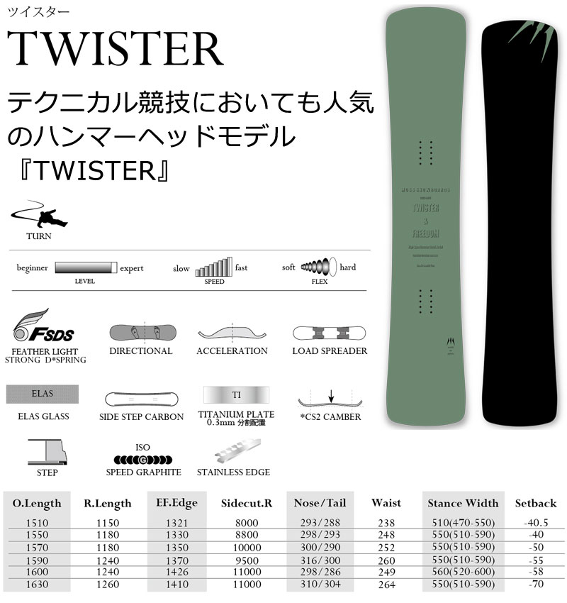 最新のデザイン ココ♪ MOSS（モス）TWISTER（ツイスター）151cm