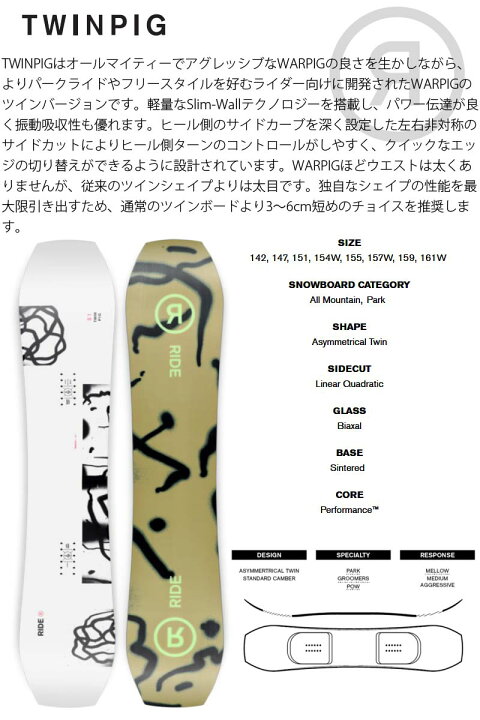 楽天市場】23-24 RIDE / ライド TWINPIG ツインピグ メンズ レディース 
