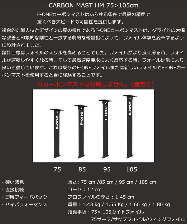 楽天市場】F-ONE FOIL フォイルセット GRAVITY2200 75cmアルミマスト 