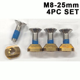 M8 25mmスクリュー4個セット ネジ Tナット 六角ボルト ジョイント パーツ 接合 金具 フォイル フォイルボード SUPフォイル カイトフォイル ウイングフォイル サーフフォイル メール便対応