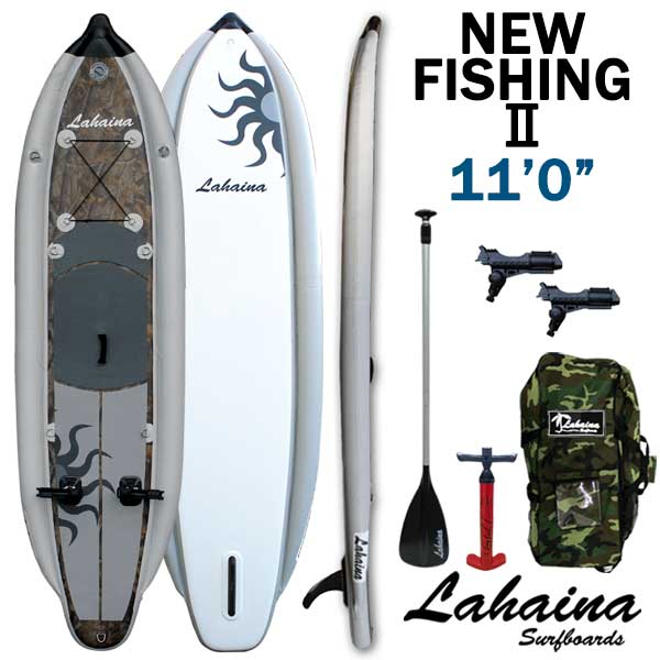 リーシュ付属 SUP サップ インフレータブルパドルボード ラハイナ/LAHAINA NEW FISHING2 11' 釣り用 カモ/グレー  スタンドアップパドルボード | BREAKOUT