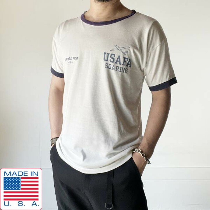 楽天市場】70s USA製 バータグ Champion USAFA リンガーTシャツ L 白 