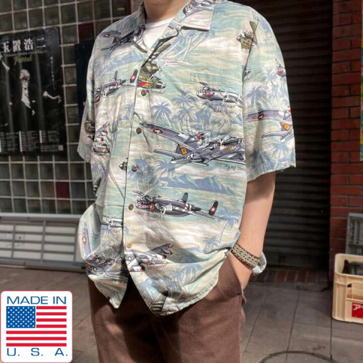 楽天市場】美品 USA製 KALAHEO 戦闘機 半袖 アロハ シャツ 2X コットン  
