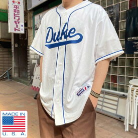 新品 USA製 Duke 大学 ベースボールシャツ 白系 XL カレッジ物 Majestic ユニフォーム デッドストック アメリカ製 D149【メンズ】【通販】【BSTX】