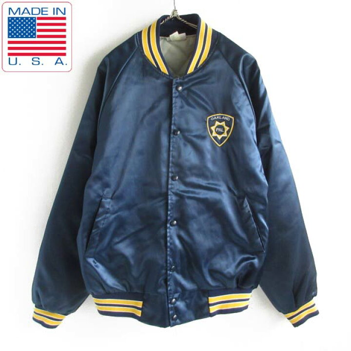 楽天市場】80s USA製 HARTWELL ナイロン サテン スタジャン 紺系 L 
