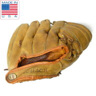 40s-50s USA製 Wilson ウィルソン ボタンバック 野球 レザー グローブ アンティーク 本革 ビンテージ デ…