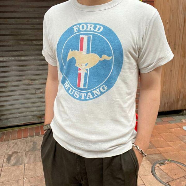 楽天市場】ビンテージ FORD MUSTANG 染み込み 半袖Tシャツ 白系 メンズ  