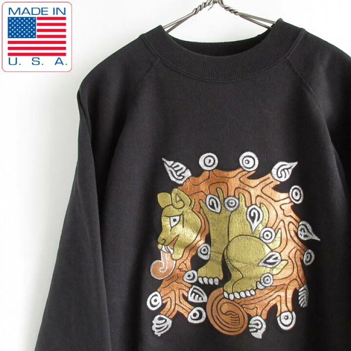 楽天市場】美品 90s USA製 Hanes ゴールドプリント スウェット 黒 L 