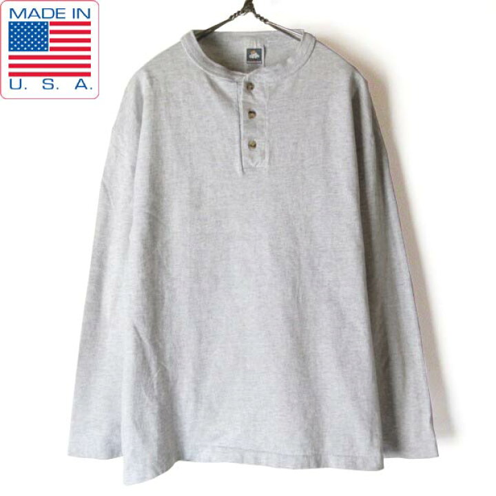 楽天市場】90s USA製 anvil COTTON DELUXE ヘンリーネック 長袖Tシャツ 