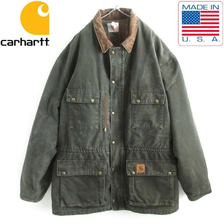 楽天市場】90s USA製 carhartt カーハート コットン ダック コート 緑  