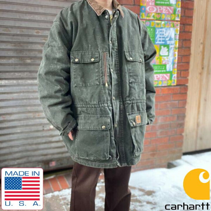 楽天市場】90s USA製 carhartt カーハート コットン ダック コート 緑  