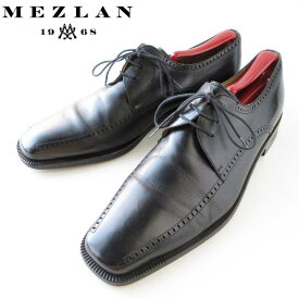 高級品 MEZLAN スクエアトゥ ロングノーズ レザーシューズ 黒 28cm 外羽根 メンズ 靴 d120【中古】【通販】【BSL】